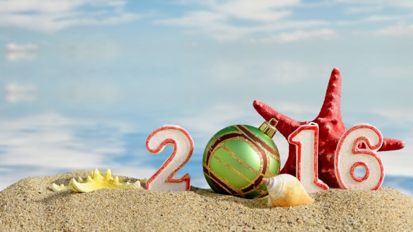 2016, новый год, море, пляж, звезда