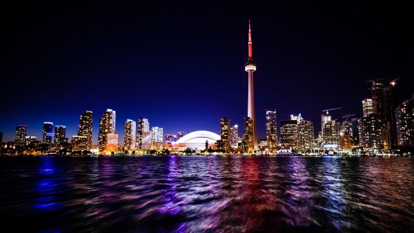 Toronto Nightscape, HD, Канада, Торонто, Центр города, Skyline, Ночь