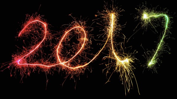 New Year, 2017, Новый год, фейерверк, фон, праздник, цифры обои