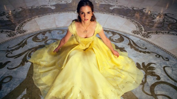 Красавица и чудовище, желтое платье, бал, Эмма Уотсон, широкоформатные обои