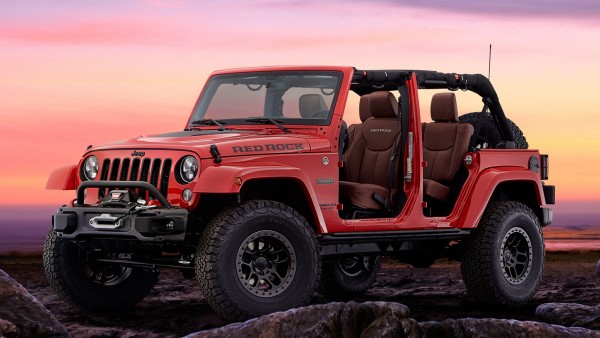 Концепт кар Jeep Wrangler Red Rock Concept в ярко красном цвете обои HD