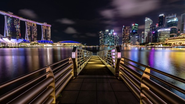 Ночной Marina Bay Sands обои HD