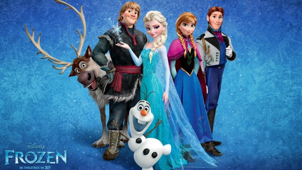 Все герои мультфильма Холодное сердце на снежном фоне