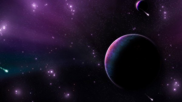 Обои космос на фоне фиолетового неба бесплатно