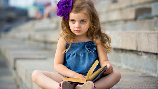 Девочка, книга, настроение, ребенок