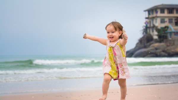 малышка, море, пляж, настроение, ребенок, девочка