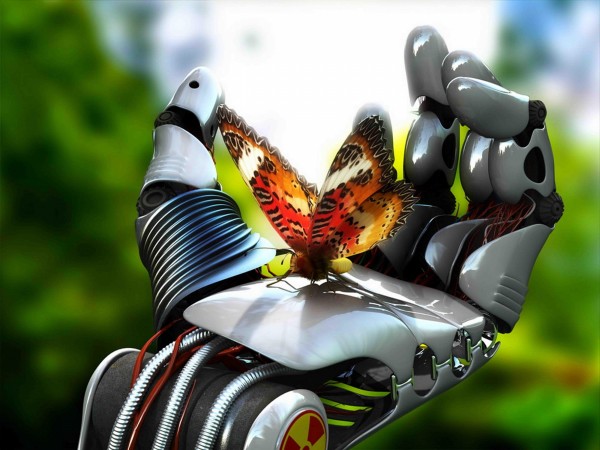 Бабочка в руке робота