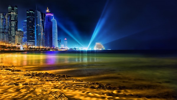 Доха Катар лазерное шоу