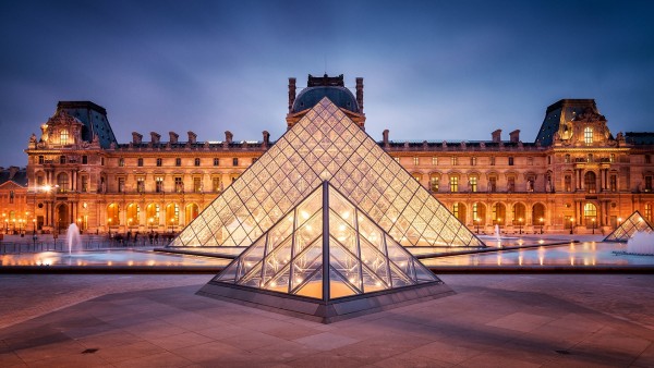 Paris France Louvre City Lights HD картинки на рабочий стол