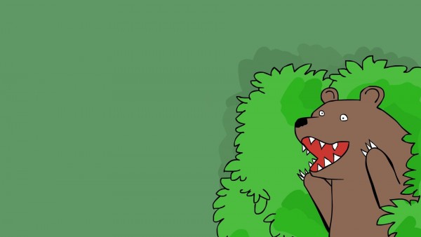 Рисованный медведь на зеленом фоне обои hd