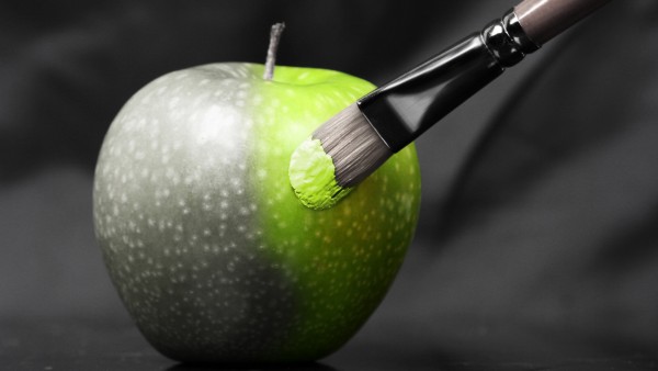 Серо-зеленое яблоко живопись обои hd