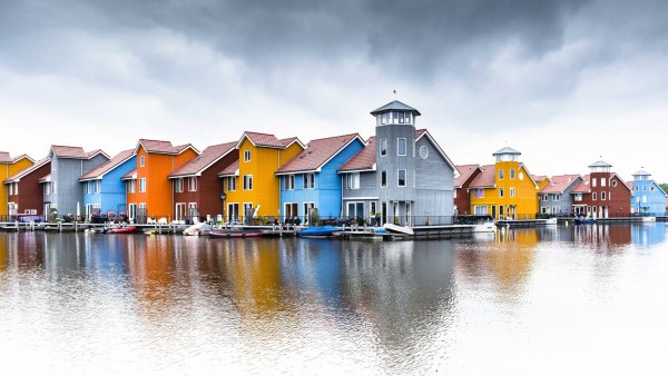 Colorful houses water reflection wallpaper high resolution hd