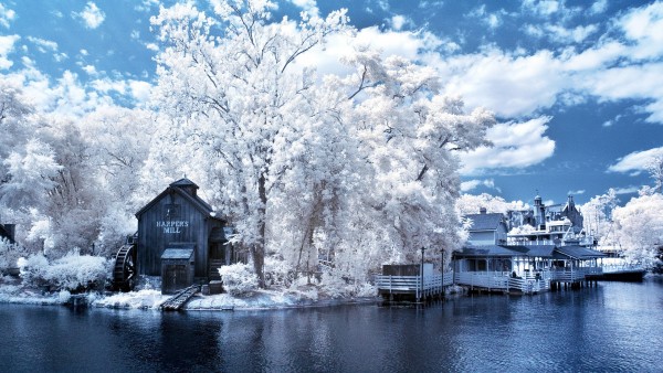 Зимняя река дом на берегу картинки для рабочего стола скачать