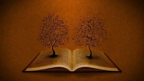HD обои Деревья ростущие из древней книги