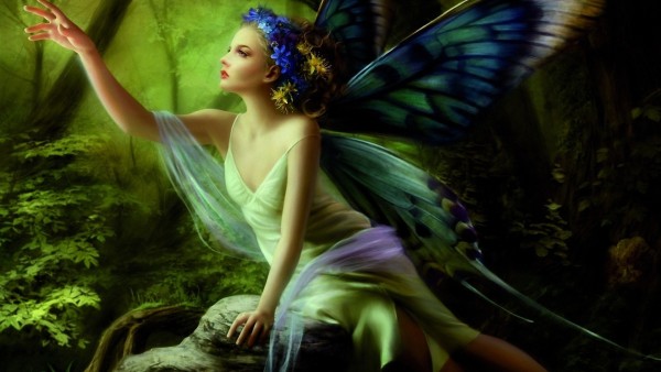 Картинка девушки-эльфийки с крыльями бабочки
