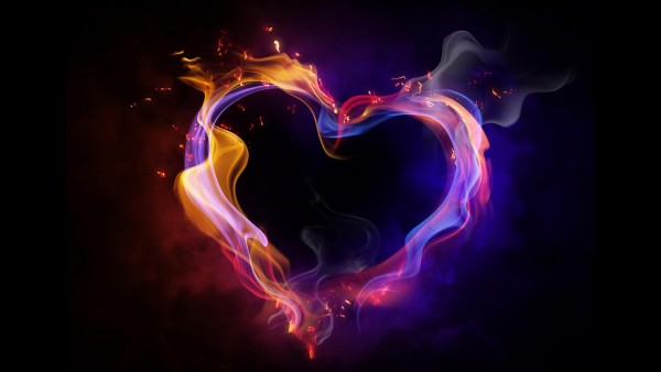 Любовь, романтика, пламя, сердце, HD обои, скачать