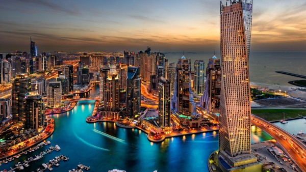 Дубай, ОАЭ, здания, небоскребы, ночь, фоны, заставки