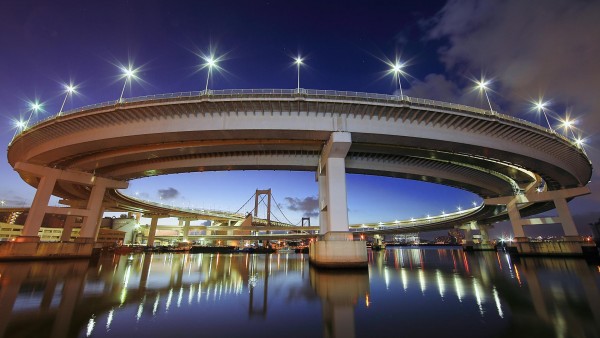 Радужный мост, Япония, Токио, мегаполис, картинки, обои hd