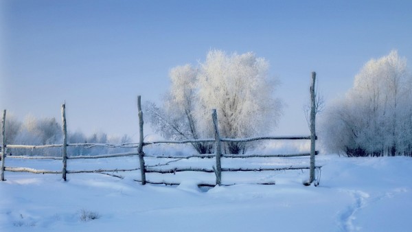 Зима, снег, зимний пейзаж, снежный забор, заставки, фоны