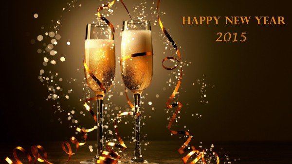 Счастливого Нового года 2015 бокалы с шампанским обои на рабочий стол