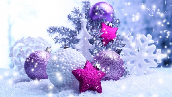 Праздники, Новогодние шары, снежинки, широкоформатные обои, hd