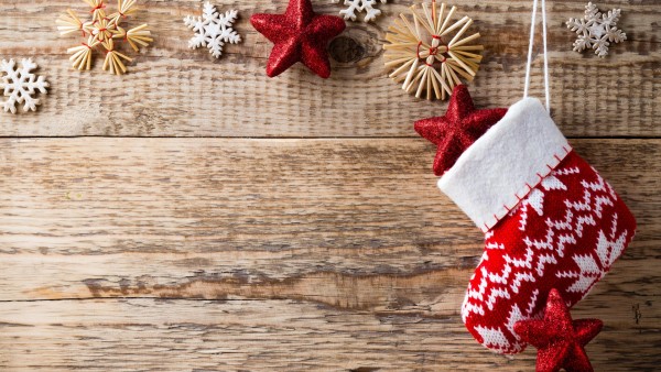 Праздники, Рождество, снежинки, носок для подарков, Новый год, обои hd, картинки