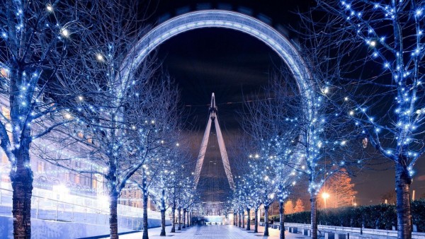 Лондонский глаз, колесо обозрения, Лондон, зима, красивые, город, обои HD, картинки