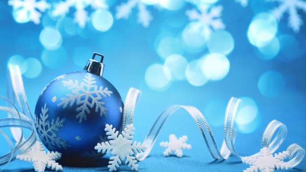 Рождественские праздники, снежинки, шары, украшение, HD обои, заставки, Новый год, праздник