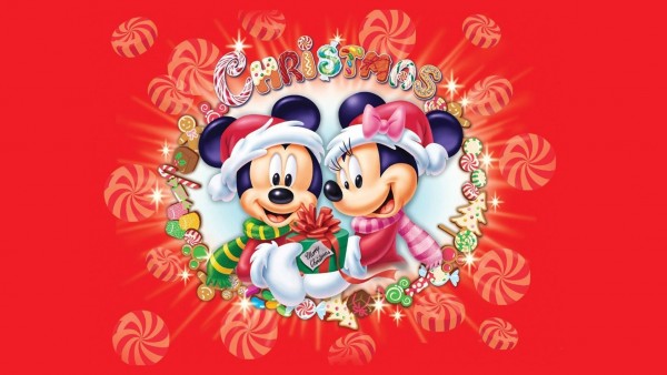 Микки Маус и его подруга Минни Маус Счастливого рождества и Нового года обои