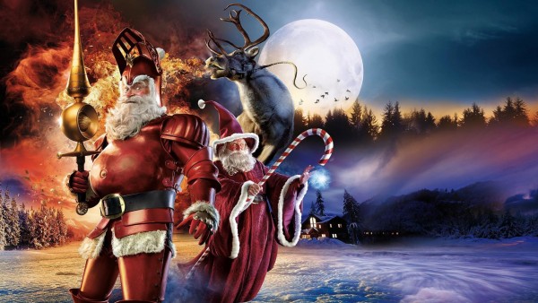 Санта-Клаус, персонажи, олени, полная луна, огонь HD, чяродей, обои