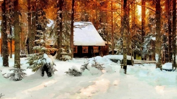 HD обои, Изобразительное искусство, Зимний Лес, Снег, Природа, пейзаж