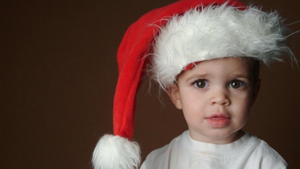 Ребенок, Санта-Клауса в шляпе, ожидание, лицо, глаза, малыш, фоны, обои