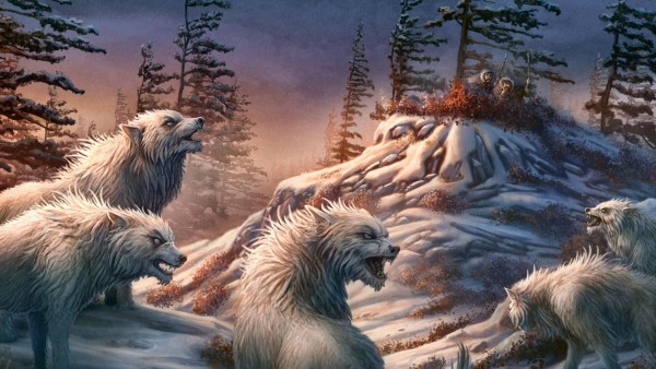 Эскимосы прячутся от белых волков