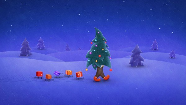 прогулка, Рождественская елка, подарочные коробки, снег, ноги