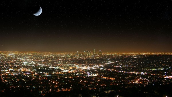 Лос-Анджелес ночью обои на рабочий стол