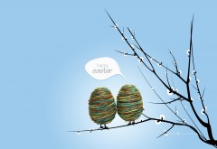 happy, Easter, праздник, яйца, Пасха, небо, ветка фото