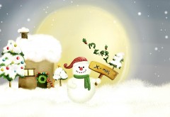 Улыбающийся снеговичок зимой на праздники обои