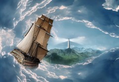 маяк, шторм, парусник, флот, путешествие обои HD