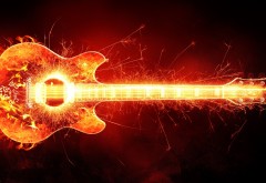 fire guitar, огненная гитара, музыка, креативные обои