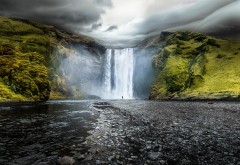 Скоугафосс Водопад в Исландии широкоформатные обои