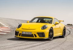 2018 Porsche 911 GT3 гоночный желтый автомобиль обои HD