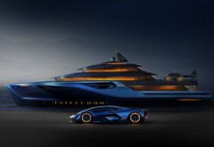 Lamborghini Terzo Millennio и красивая яхта обои 4K