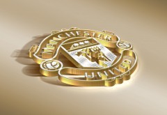 Золотой логотип ФК Манчестер Юнайтед 4K обои