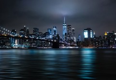 Нью-Йорк, ночные огни, Бруклинский мост