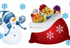 Снеговик с подарками обои HD