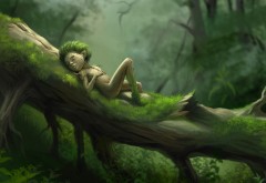 Лесной человек спит в лесу рисованные картинки