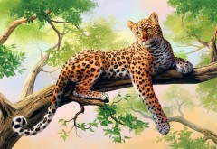 HD обои леопард рисованный