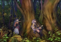 HD обои аниме девушки в лесу