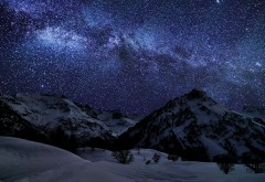 Зимнее небо, звездная ночь, природа, фоны, заставки