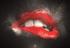 Рисунок женских губ накрашенных ярко красной помадой